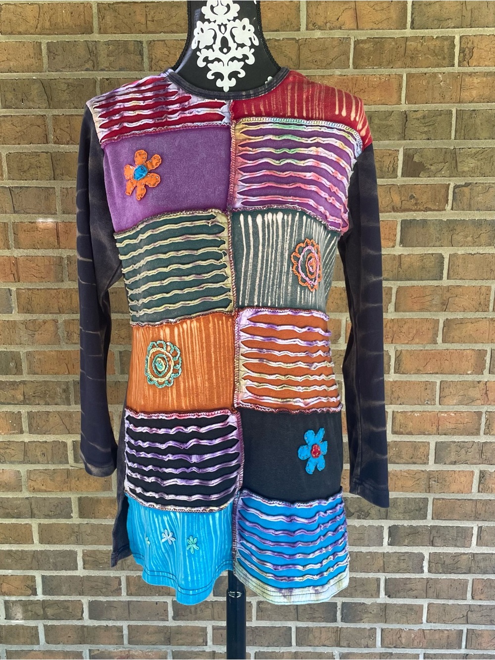 Boho Patchwork India Boutique Long Sleeve Whimsigoth Long Sleeve Shirt Free Size